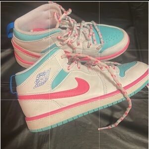 Nike Kids Sneakers - White, Pink, and Teal